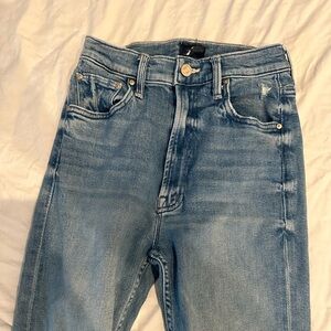 Mother “High Waisted Rider Ankle Fray” Jeans